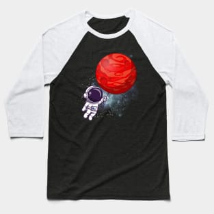 Flying floating astronaut Ufo alien funny cute spaceship moon mars cosmic space Baseball T-Shirt